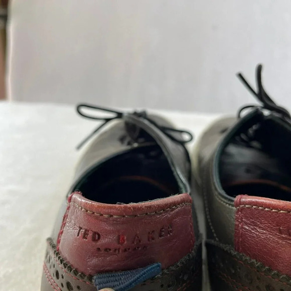 Ted Baker London Leather Sneaker Shoe Men's Sz 7 UK Gray Eyelet Low Top Lace Up - Picture 8 of 11